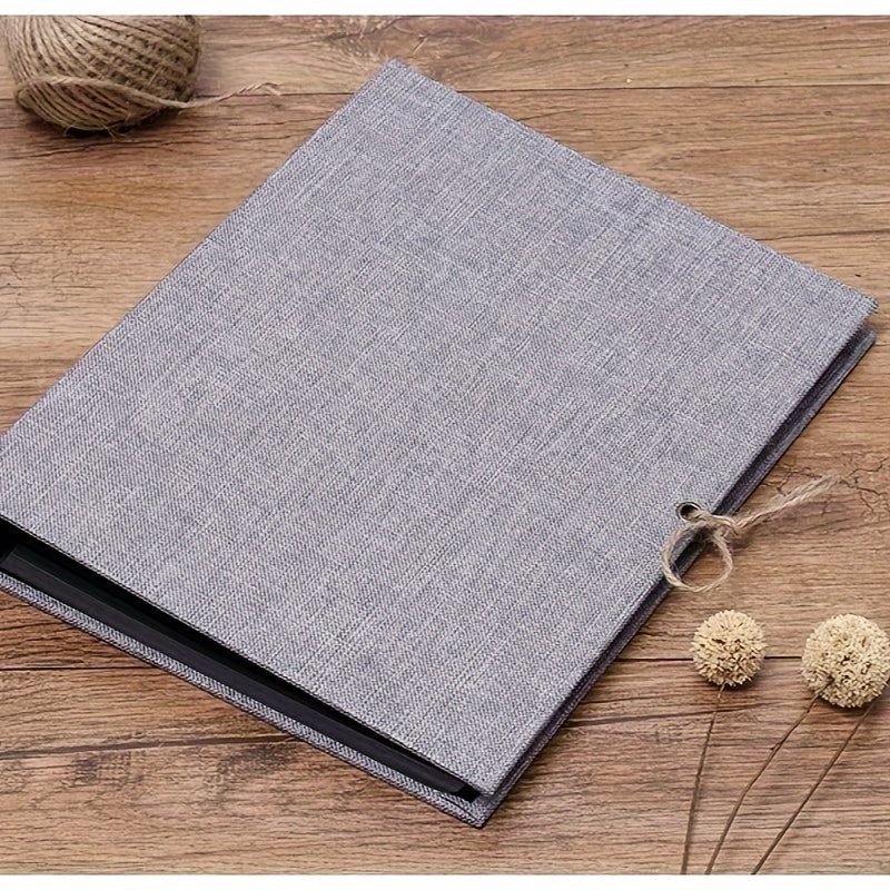 Refillable Linen Photo Album with 30 Sheets Black Pages for Weddings and Celebrations
