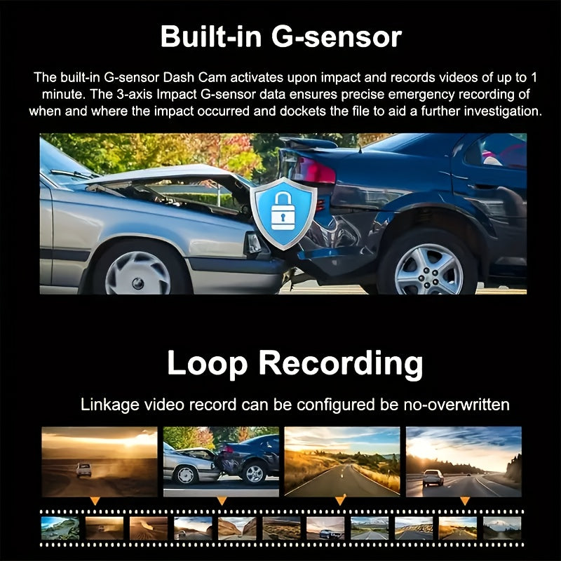 Car DVR Dash Camera 1080P Night Vision Loop Recording 32GB SD Included