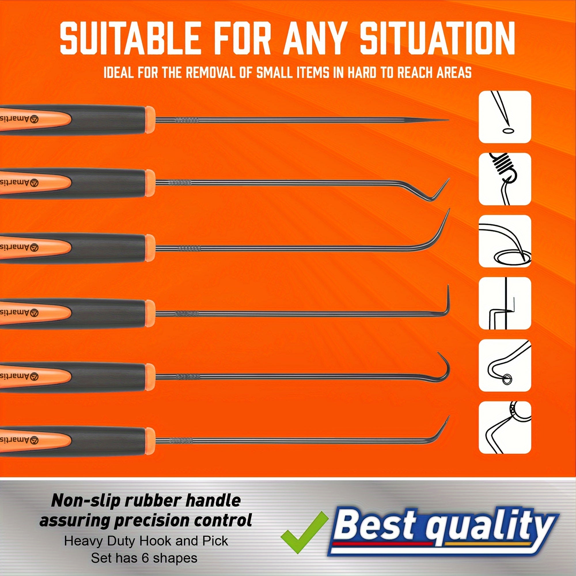 6-Pack Oil Seal Hook Kit Automotive O-Shaped Sealing Rings Disassembly Tools