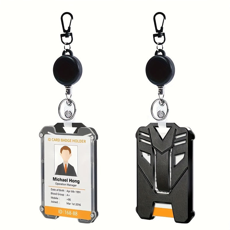 Durable Retractable ID Badge Holder with Carabiner Clip and Keychain