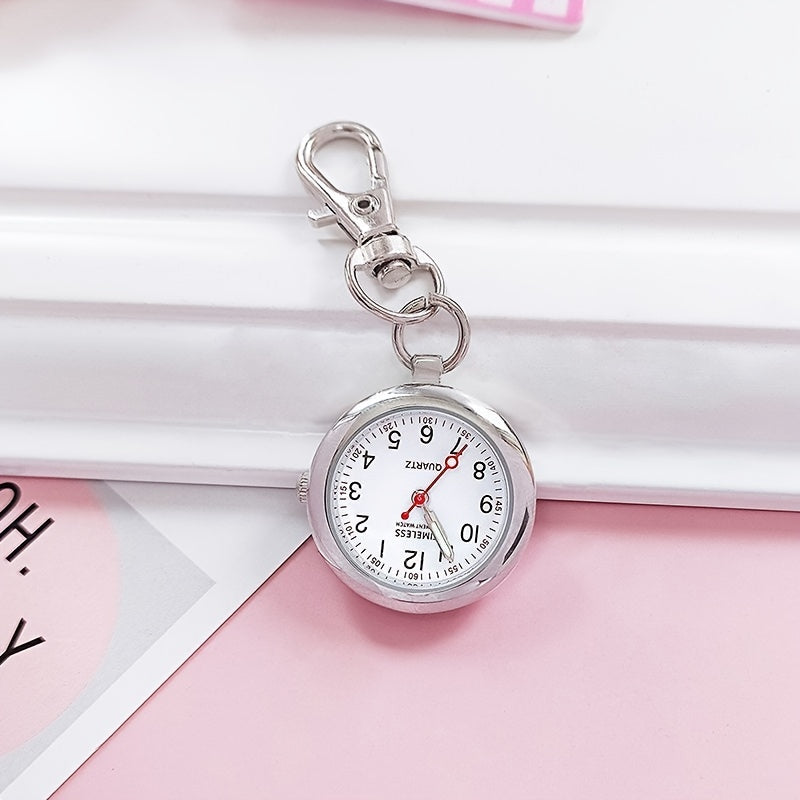 Nurse Student Pocket Watch with Keychain Hook and Clear Dial
