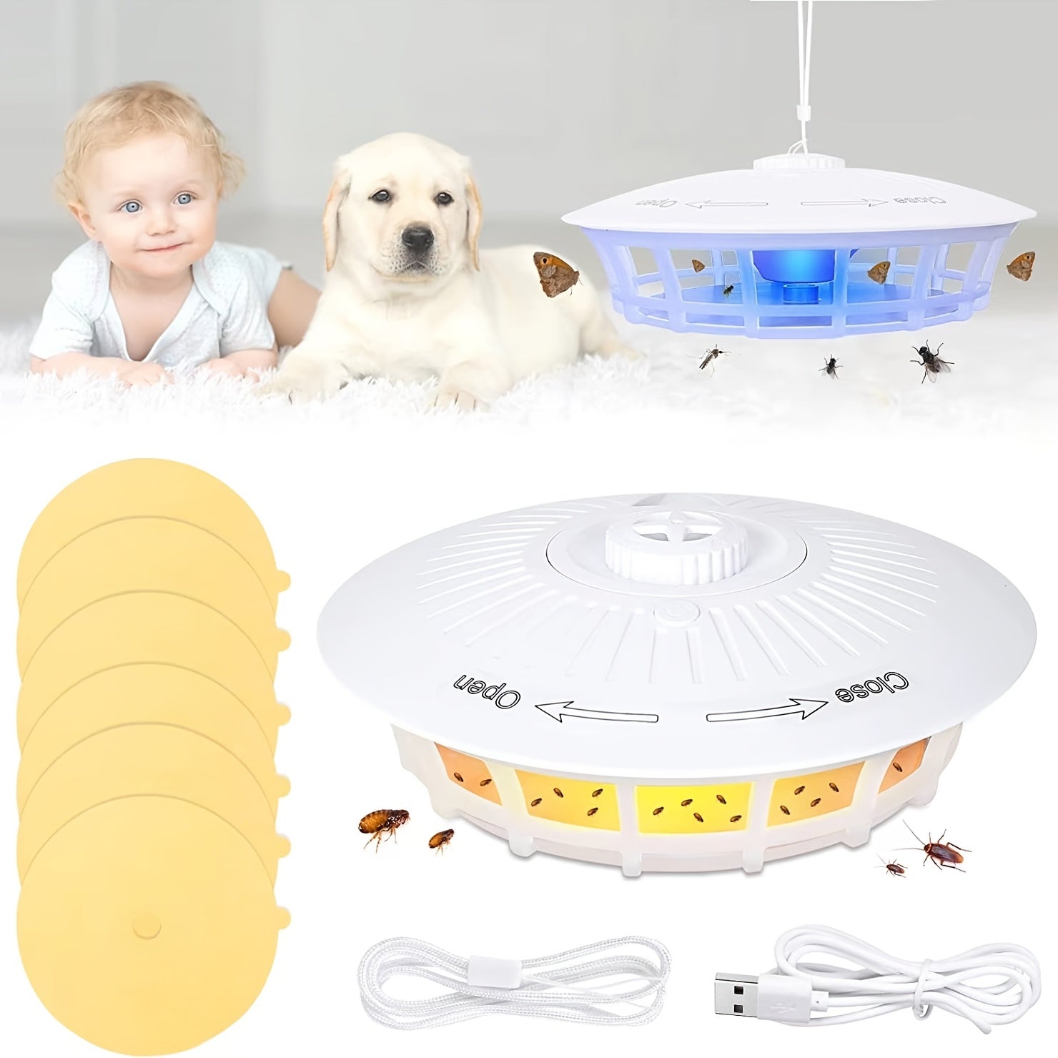 Indoor Flea Trap ABS Material USB Powered Pest Control Light