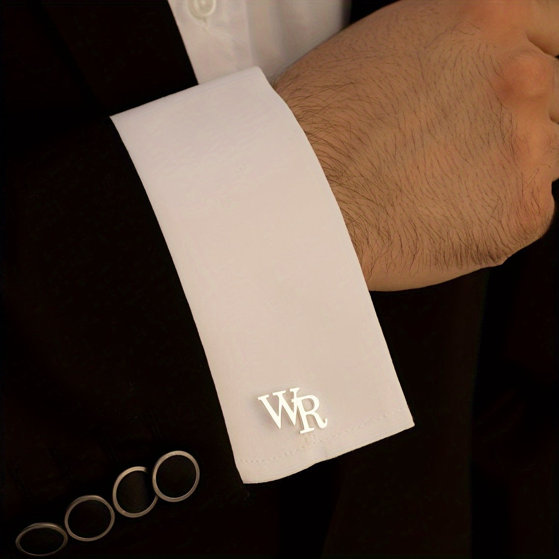 Personalized Stainless Steel Cuff Clips for Men with Custom English Letters for Daily Wear or Gifting