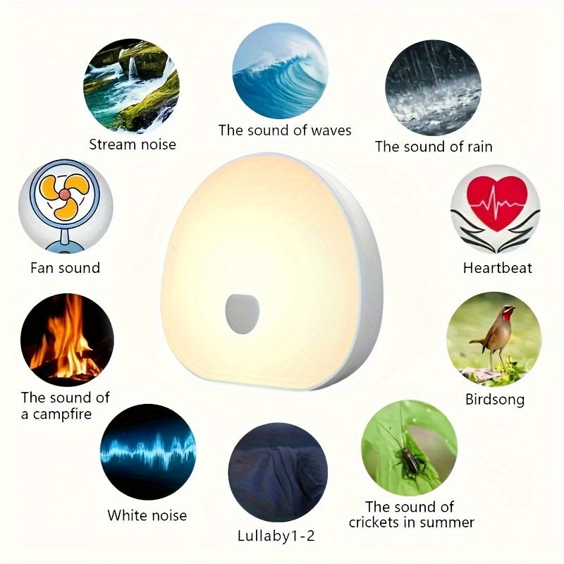 Rechargeable RGB Night Light with White Noise Sound, Color Changing, 2 Timers, USB Port for Relaxing Sleep