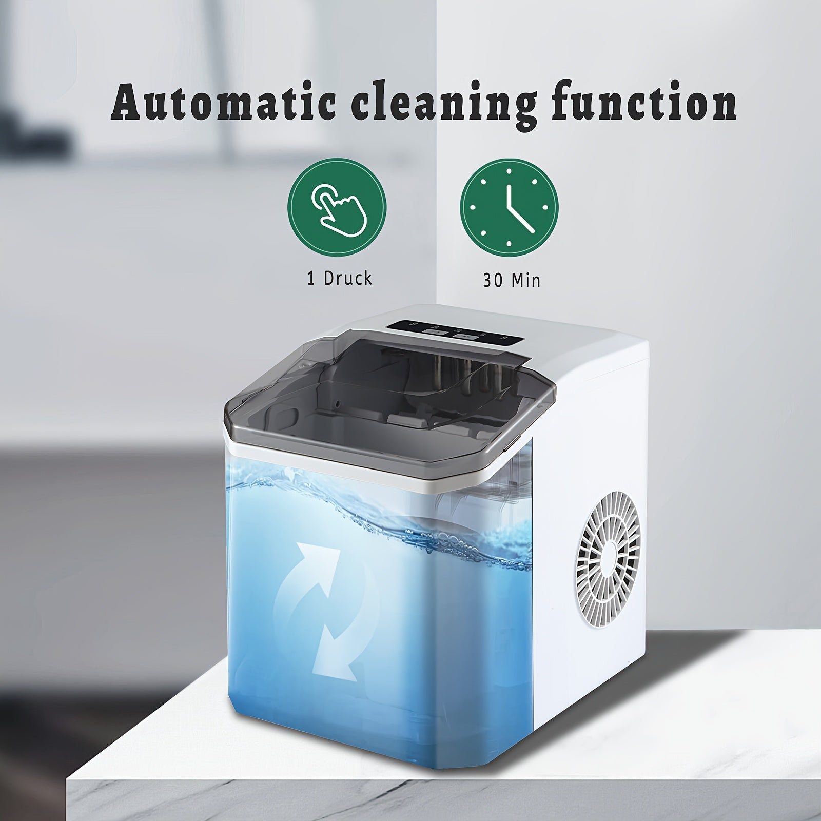 Countertop Ice Maker Black White Produces Nugget Ice 15.88kg/24h