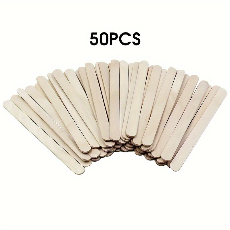 50 or 100 Natural Wooden Ice Cream Sticks for DIY Popsicles and Crafts