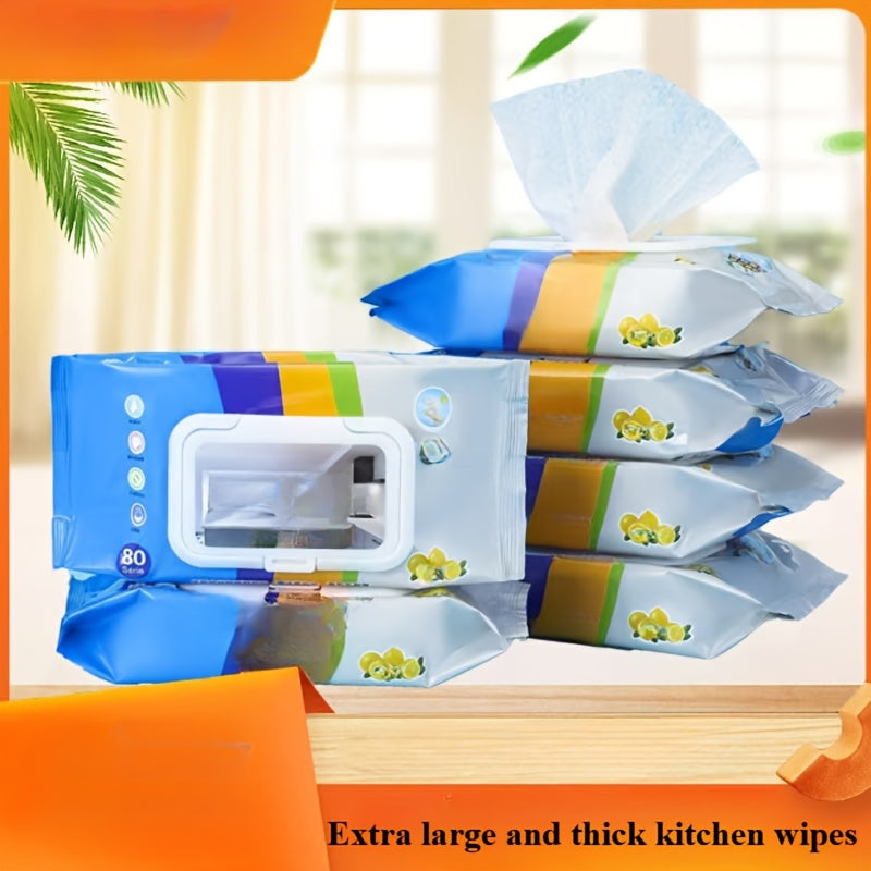 Contemporary Kitchen Wet Wipes Extra Strength Grease Oil Thick Non-Woven Fabric
