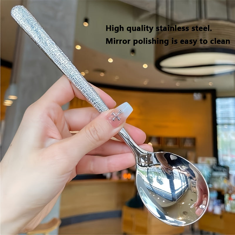 Stainless Steel Hammered Round Head Spoon Kitchen Utensil for Soup Rice Dessert