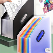 Plastic Accordion File Organizer with Handle for Study Material Storage