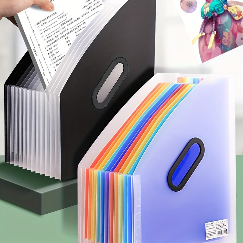 Plastic Accordion File Organizer with Handle for Study Material Storage