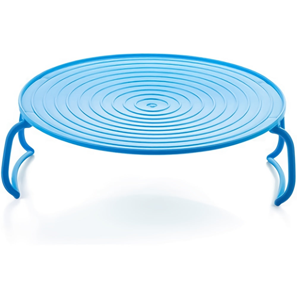 Folding 2-Tier Microwave Plate Stacker with Double Wave Design Space-Saving Tray