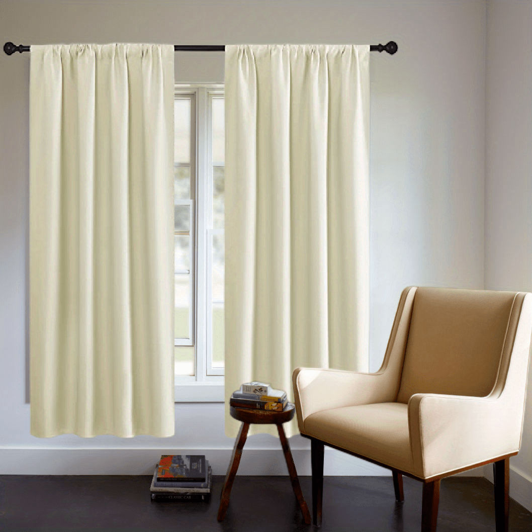 Blackout Curtain Panel Thick Rod Pocket Light Blocking Insulation Bedroom 200g
