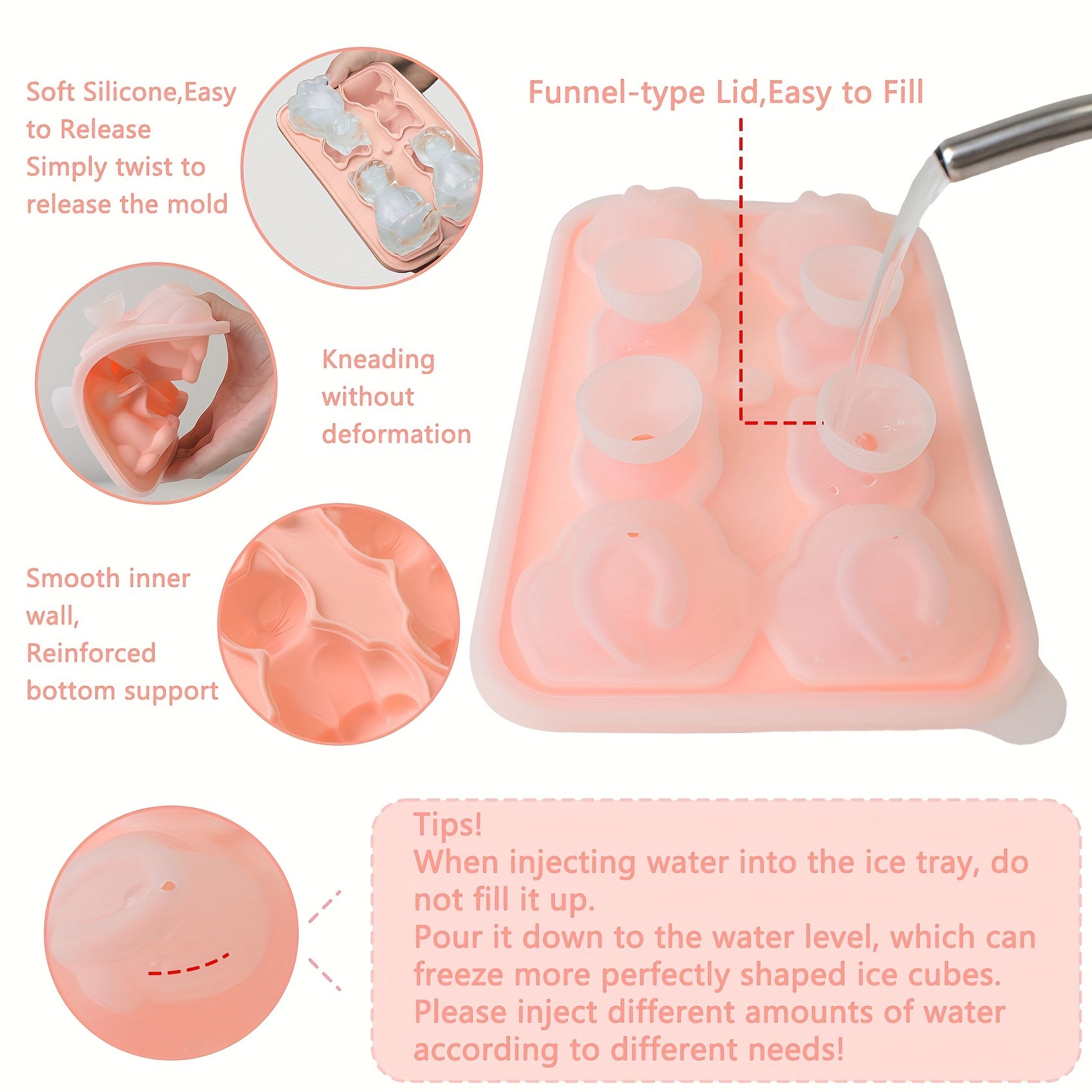 Silicone Cat-Shaped Ice Cube Tray Flexible Mold for Cocktails and Party