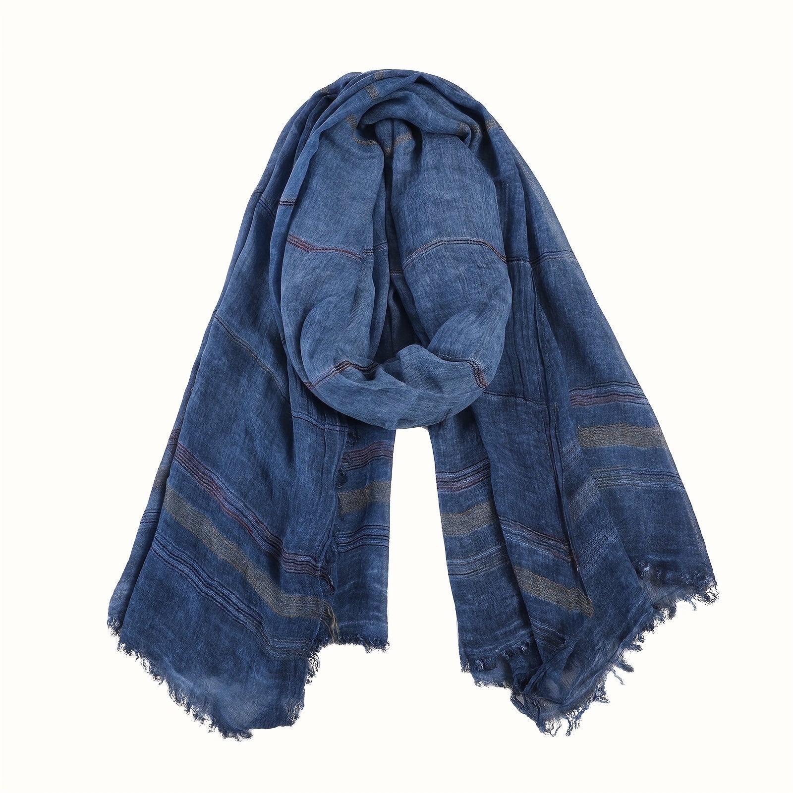 Lightweight Rayon-Linen Men's Scarf with Stripes for Fall and Winter