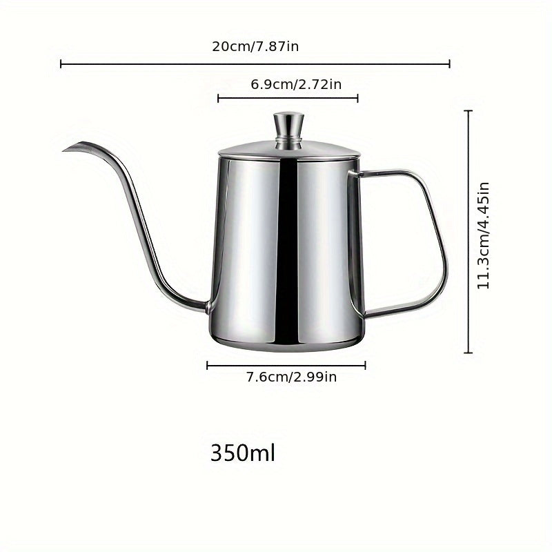 Стильный японский чайник для заваривания кофе из нержавеющей стали с тефлоновым покрытием, небольшой капельный кофейник с крышкой и изогнутым носиком, размер 350-600 мл
