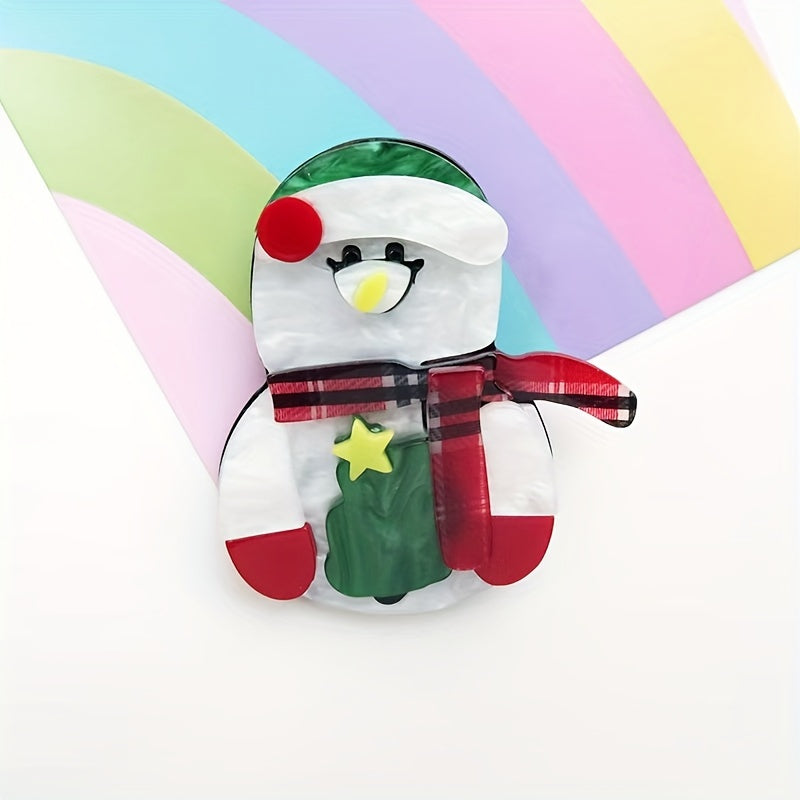 Set of Acrylic Snowman Brooch Pins Christmas Themed Holiday Accessories