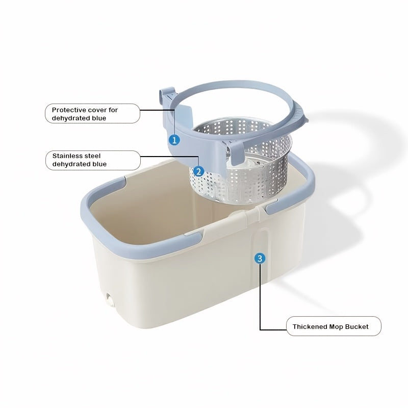 Conjunto de fregona y cubo giratorio de 360° con sistema de drenaje rápido para cocina, baño y sala de estar