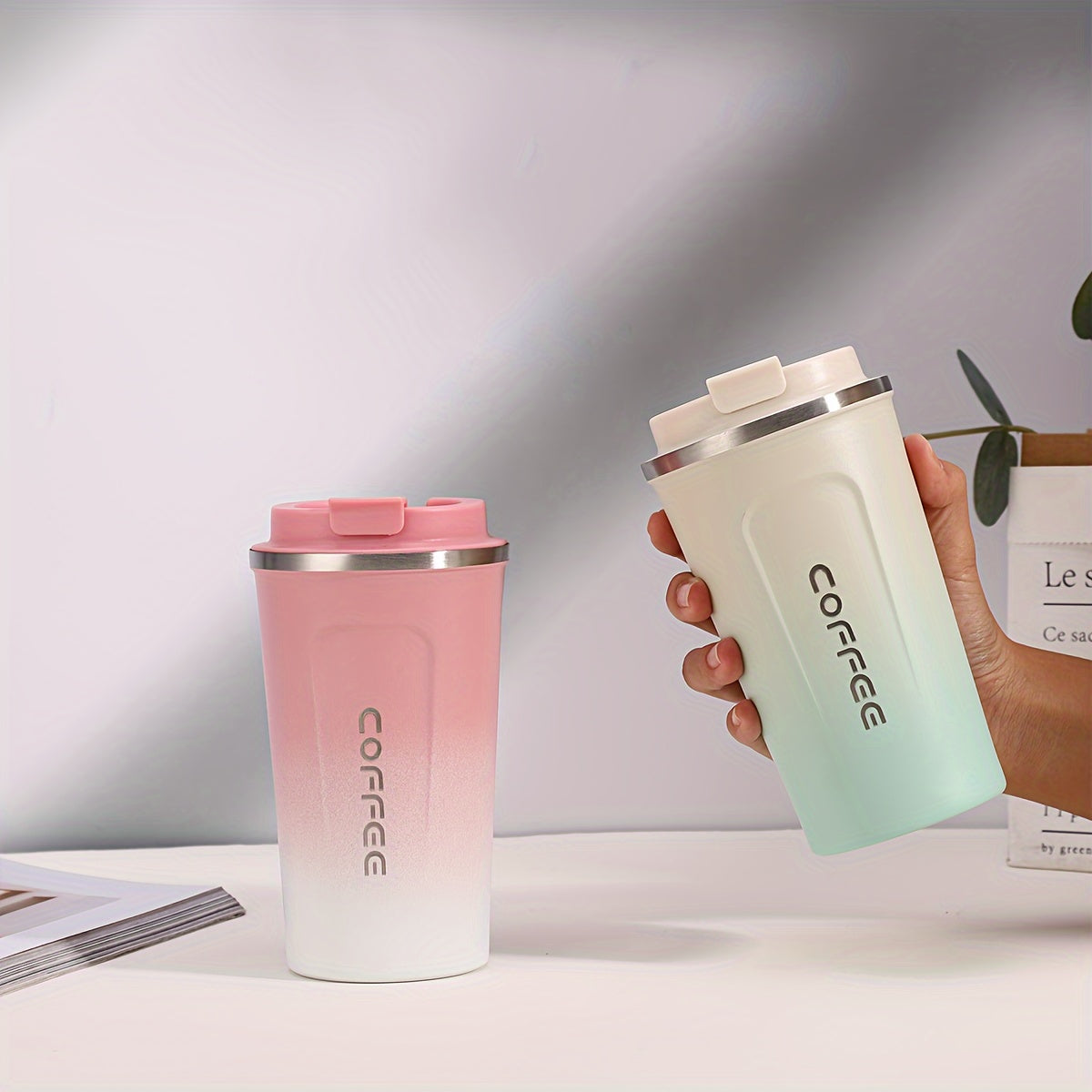 Gradient Color Travel Mug Stainless Steel Vacuum Insulated 380ml 13oz Portable Drinkware