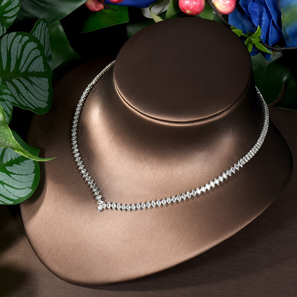 Four-Piece Jewelry Set Copper Platinum Plated Synthetic Zirconia Wedding Banquet Elegant