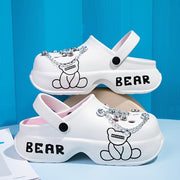 Women's Pink Bear-Themed EVA Slippers Soft Comfortable All-Season Fashion