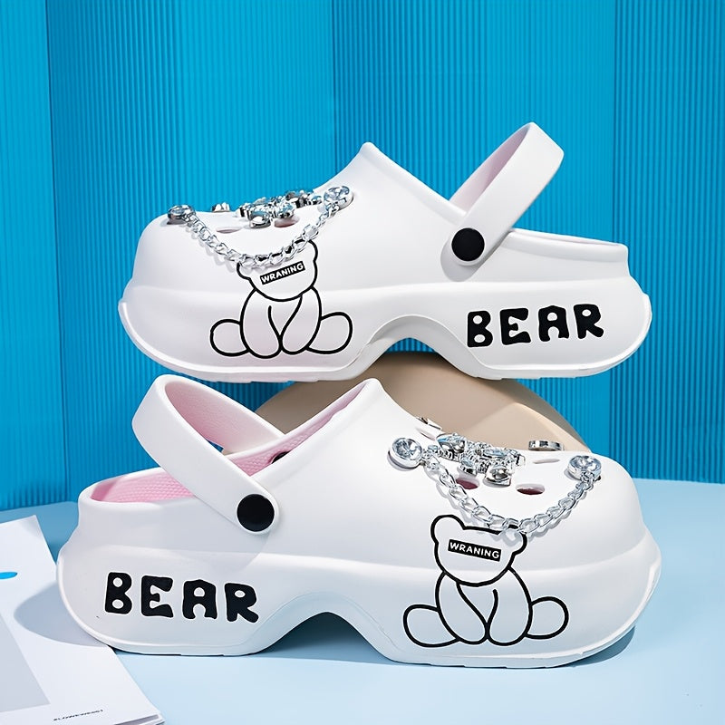 Women's Pink Bear-Themed EVA Slippers Soft Comfortable All-Season Fashion