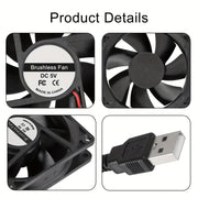 80mm x 25mm USB Portable Computer Cooling Fan Quiet High Airflow Small Device Fan