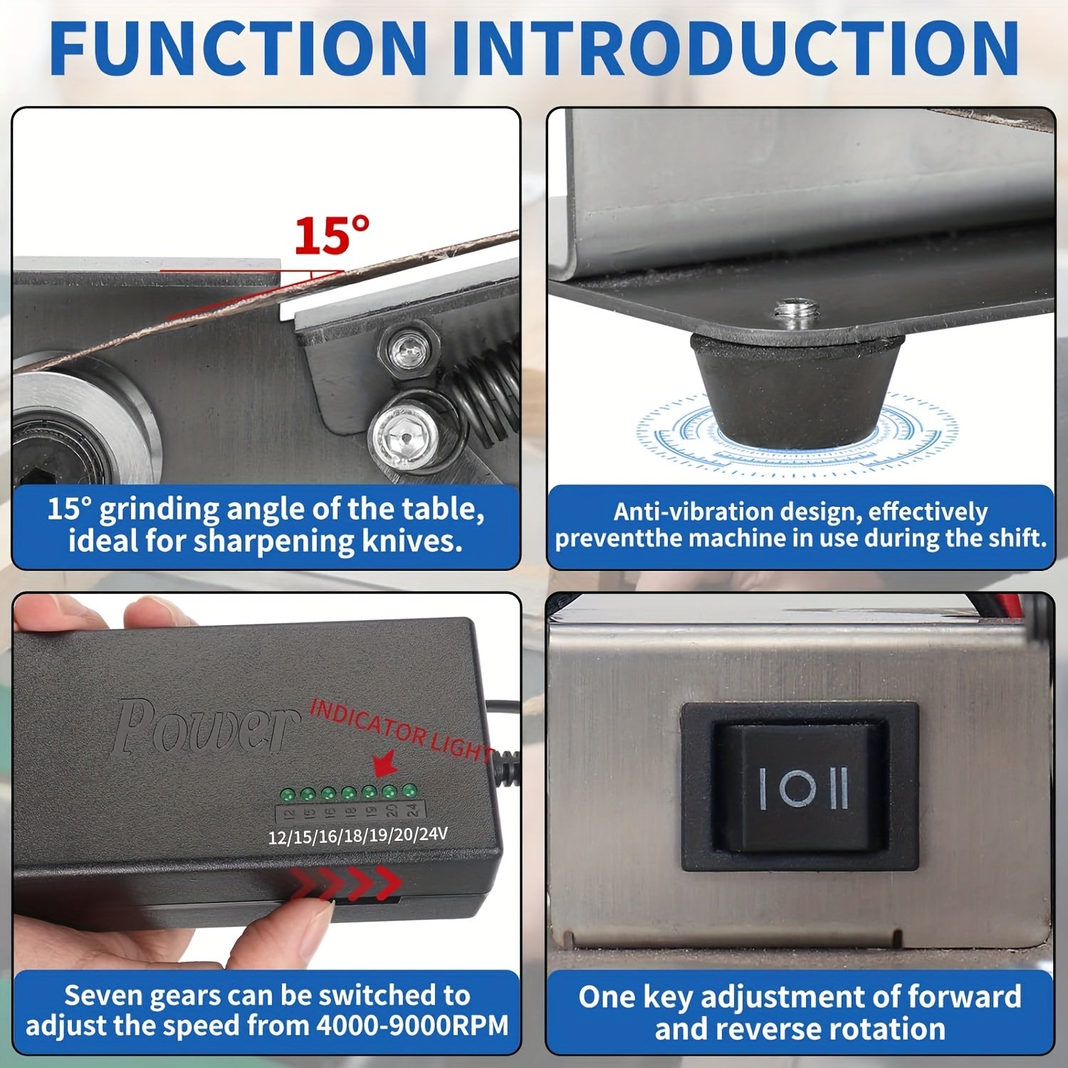 Electric Knife Sharpener with 7 Adjustable Speeds for Kitchen, Crafting, Hunting and Woodworking