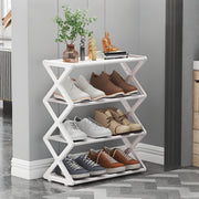 4-Tier Foldable Plastic Shoe Rack with 12-Pair Capacity Vintage Design Stackable No Assembly