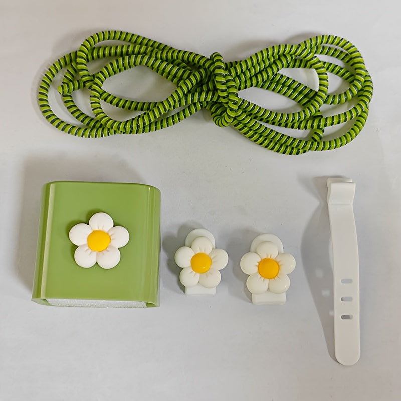 Juego de cargador de teléfono floral 3D de 5 piezas para iPhone 14 Pro Max 13 12 11 Carga rápida