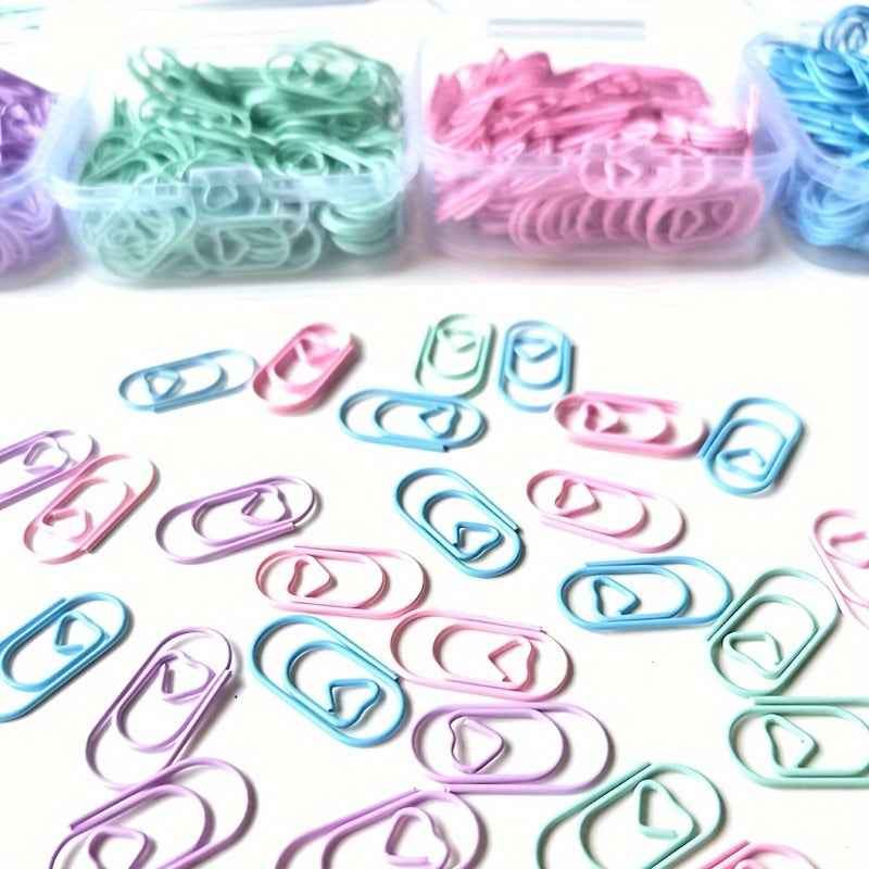 Mini Love Paper Clips Set 100 Pieces in 4 Colors Iron Office Supplies