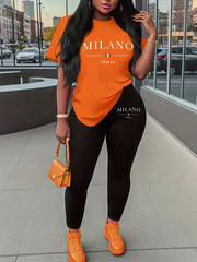 Women's Pink Sports Shorts Set Large Size Elastic Casual 2pcs