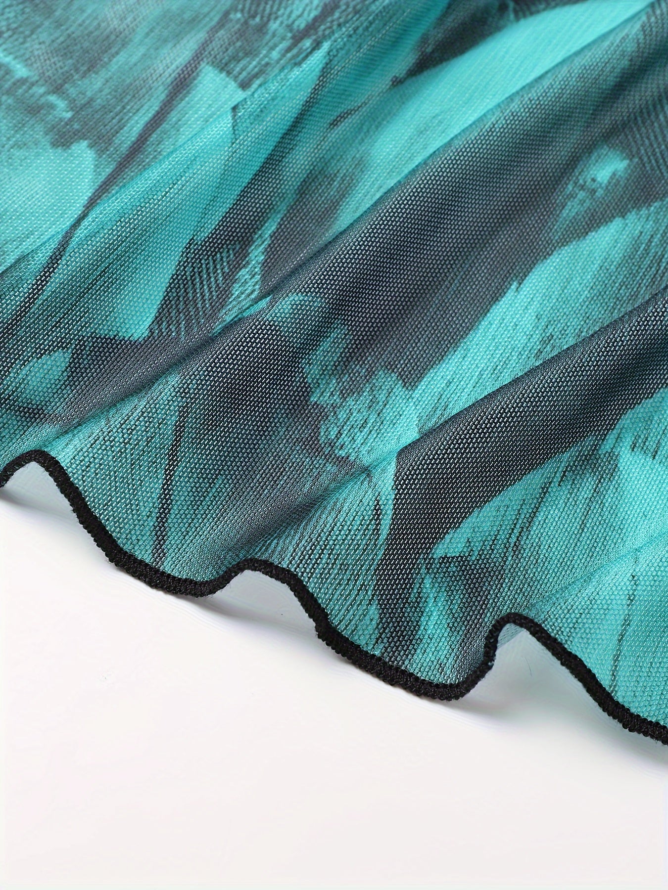 Women's Mesh Ruffle Blouse with Cross-Over Design, Flowy, Breathable, Summer Top