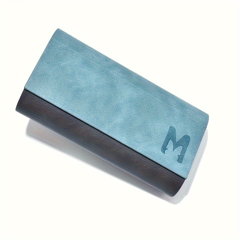 Women's Faux Leather Eyeglass Case with Magnetic Closure and Dual Layers