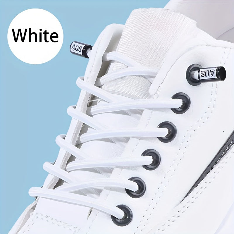 Unisex Elastic Flat Round Rope Shoelaces with Fixed Buckle