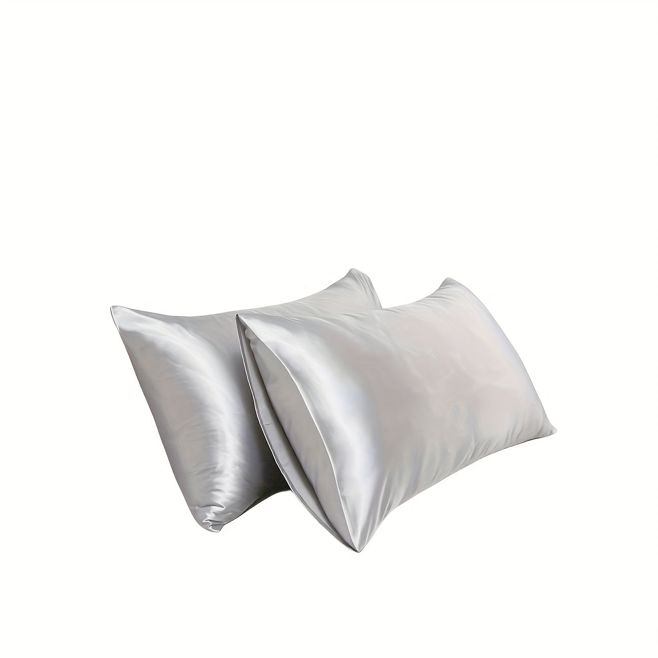 Set of 2 Satin Pillowcases 90g Envelope Closure 100% Polyester Silky Fabric