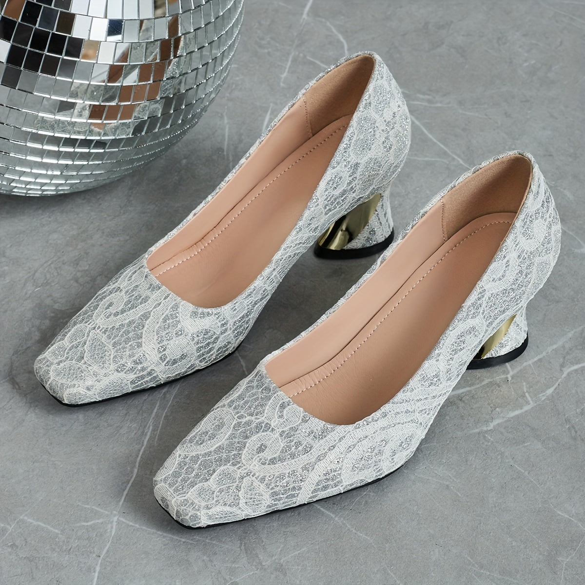 Ladies' Fashionable Mule High Heels, Comfortable Bright Thick Heels