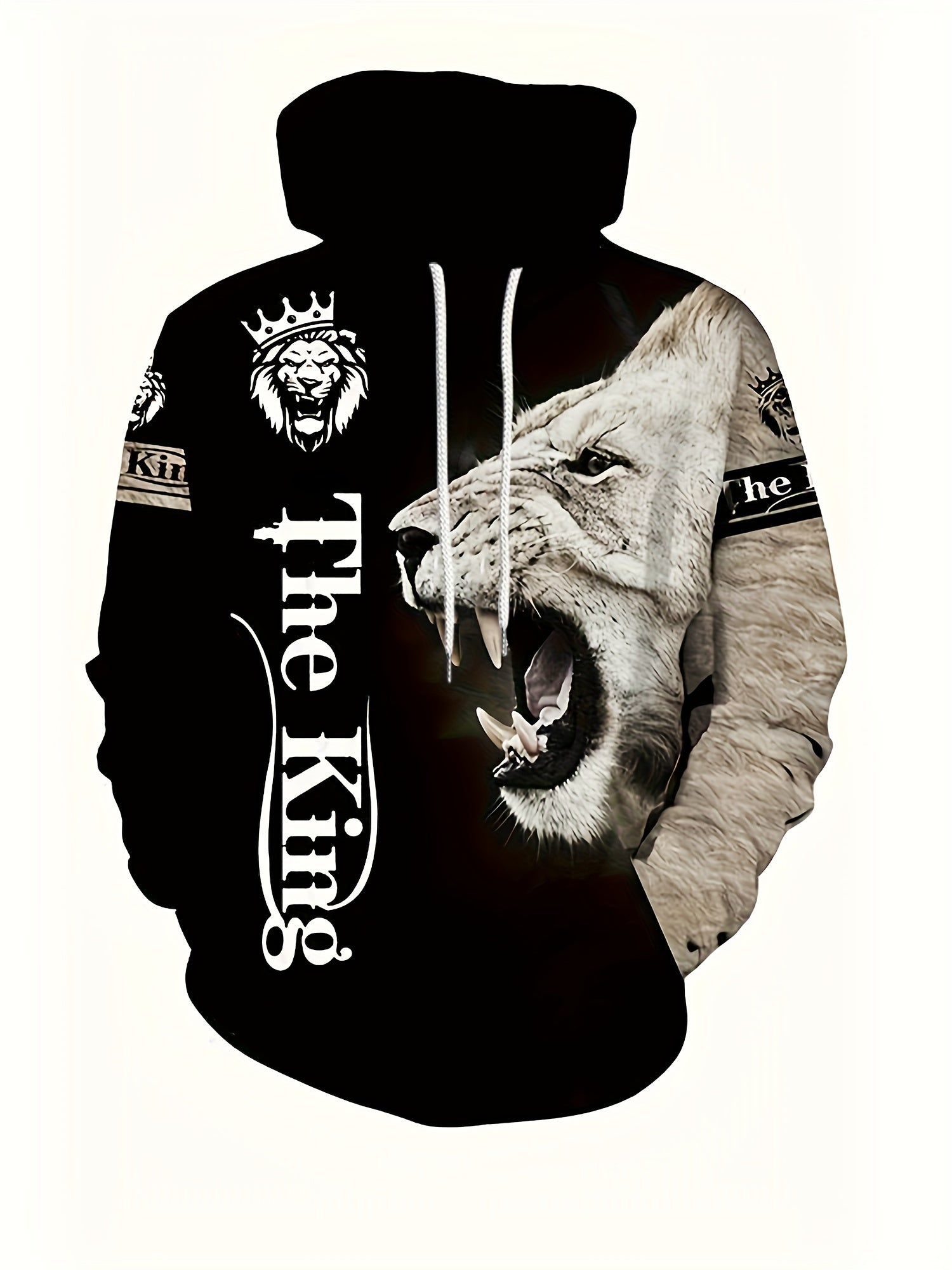 Men's Plus Size Lion Print 3D Hoodie and Sweatpants Set for Autumn Winter