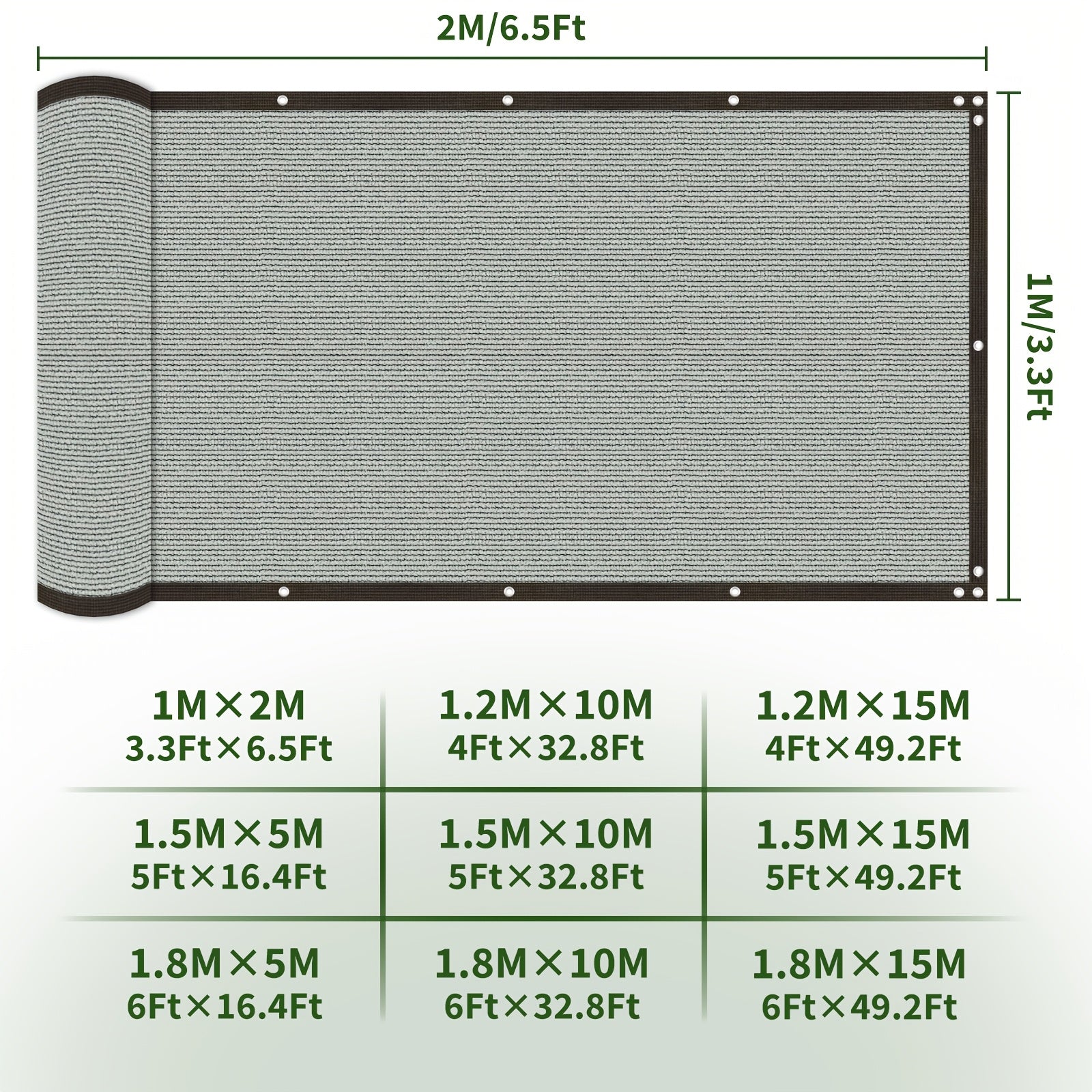 Pantalla de privacidad para exteriores de uso pesado, protección UV, cubierta de sombra con ojales, gris