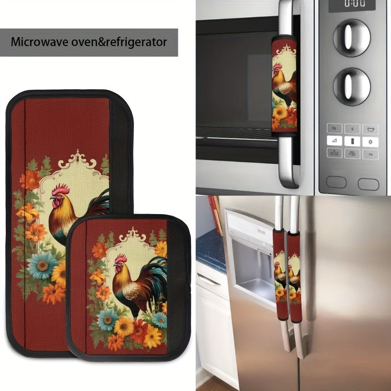 4-to'plam Qo'ycha Tasviri Muzlatgich Qo'lqoplari Polyester Antiskid Oshxona Dekori