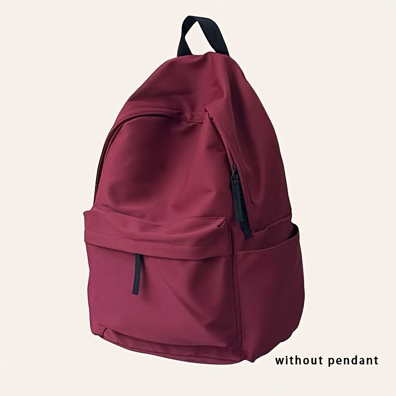 Women's Nylon Backpack with Adjustable Straps Solid Color Large Capacity Casual Bookbag