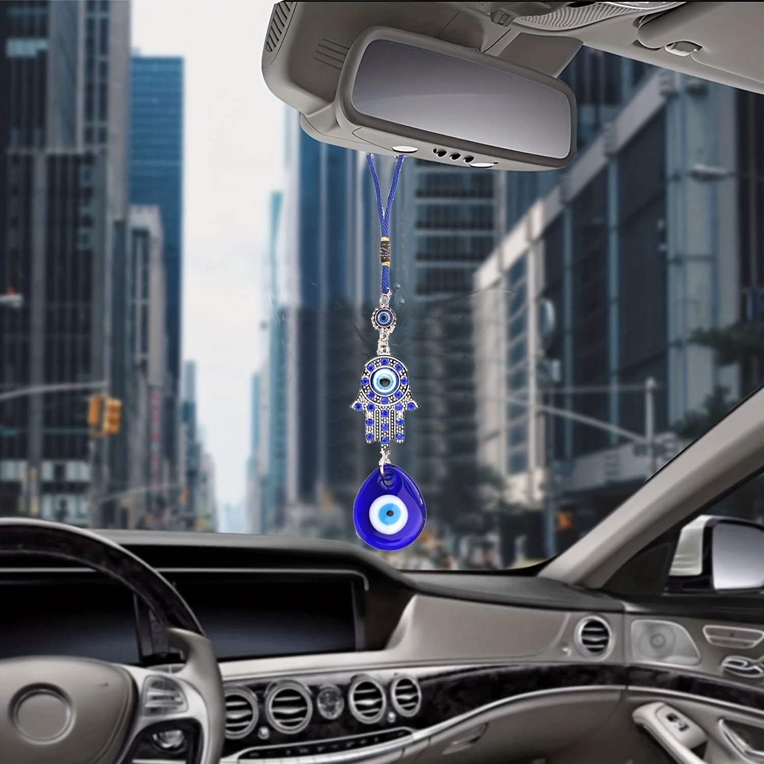 Uniseks shisha kalit halqasi, tush shaklidagi yovuz ko'z pendanti, avtomobil bezaklari