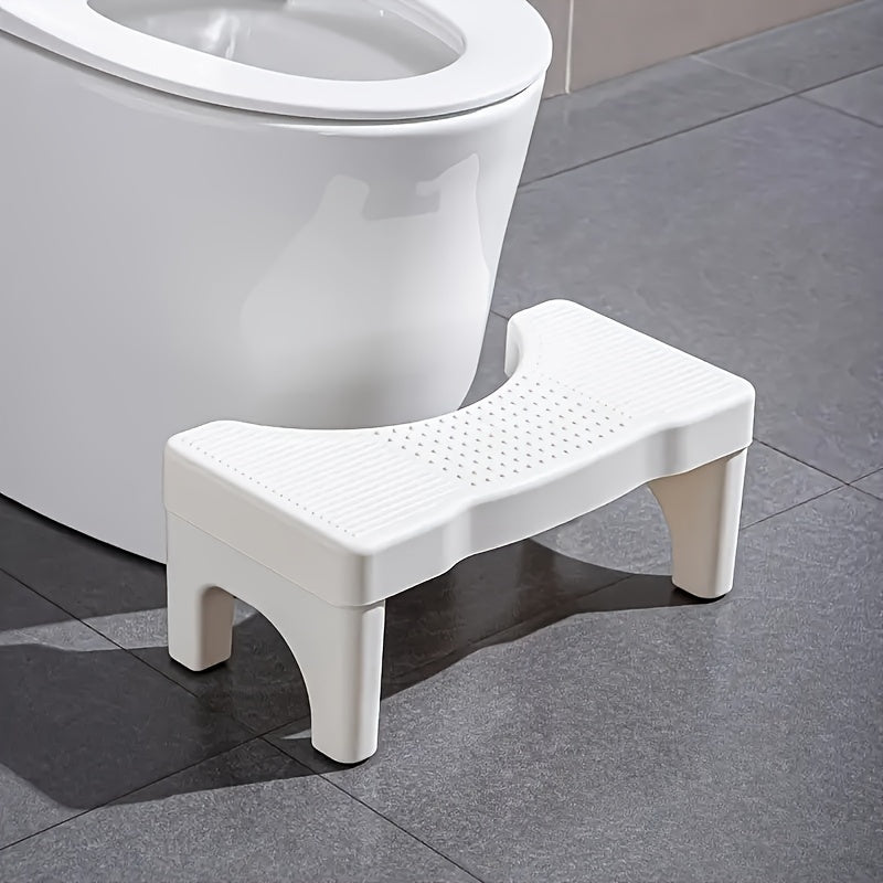 Ergonomic Plastic Folding Toilet Step Stool with Anti-Slip Feet and 35-Degree Comfort Angle