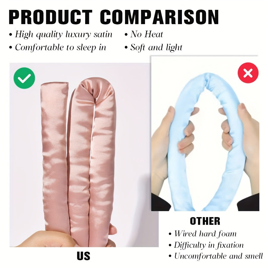 Heatless Satin Hair Curlers Set for Women and Girls with Curling Rod Headband and Loops