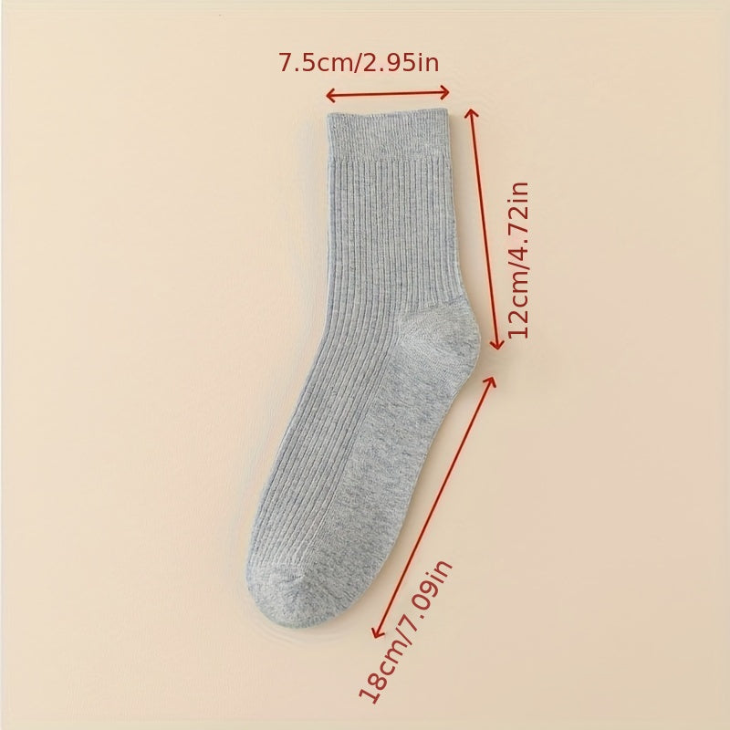 Men's Crew Socks 5/10 Pack Breathable Moisture-Wicking Odor-Resistant Solid Business Style for Fall Winter