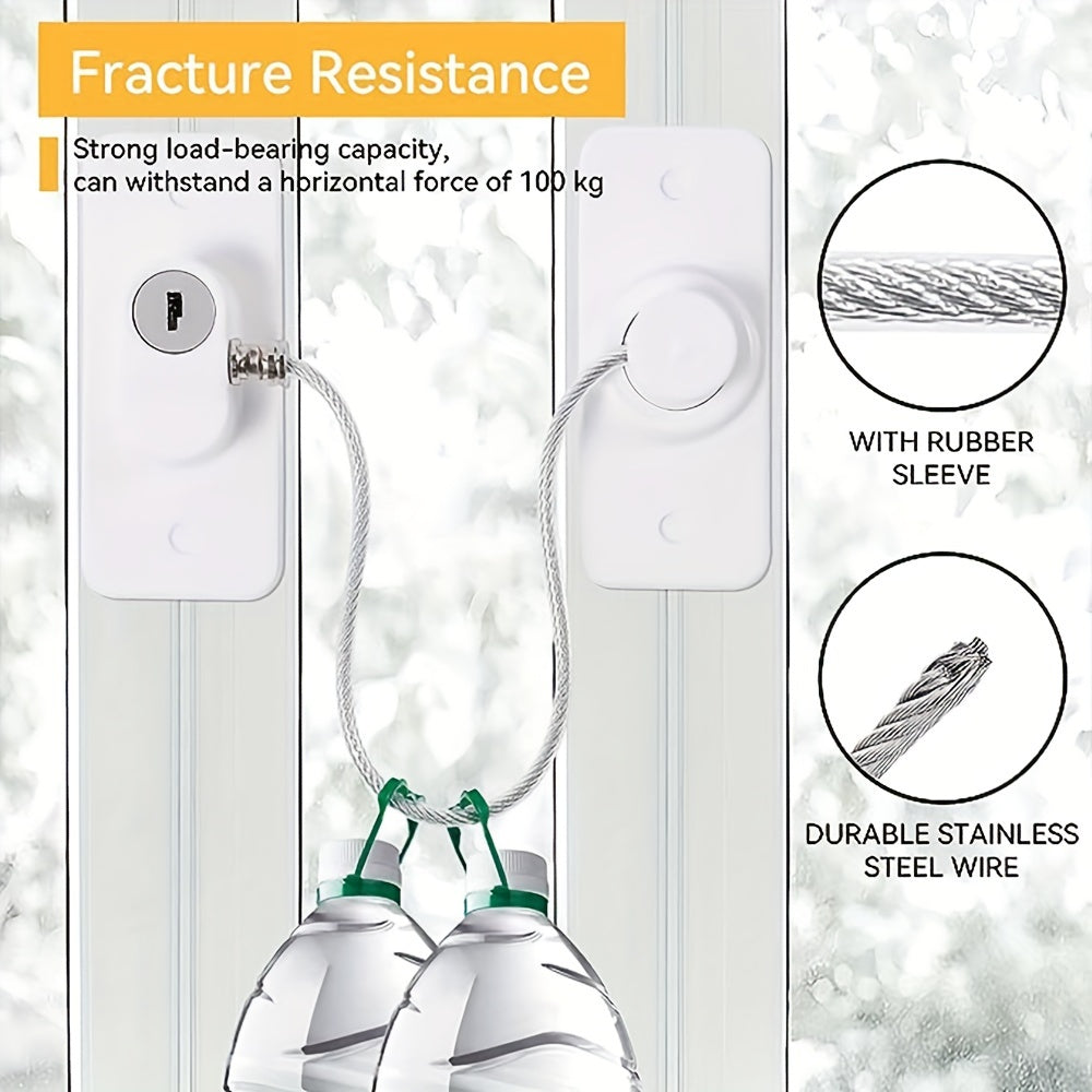 Set of 2 PVC Window Locks with Keys and Screws for Security