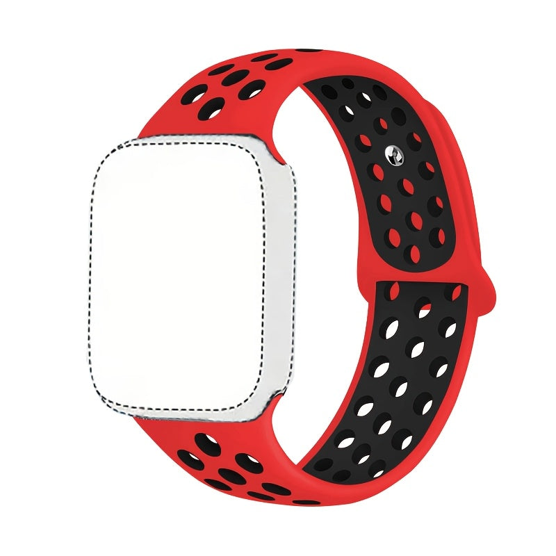 Silicone Watch Band for Apple Watch Ultra SE Series 1-10 Breathable Sport Strap with Deployant Clasp