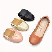 Women's Breathable Leather Ballet Flats - Round Toe Slip-On Comfortable Shoes