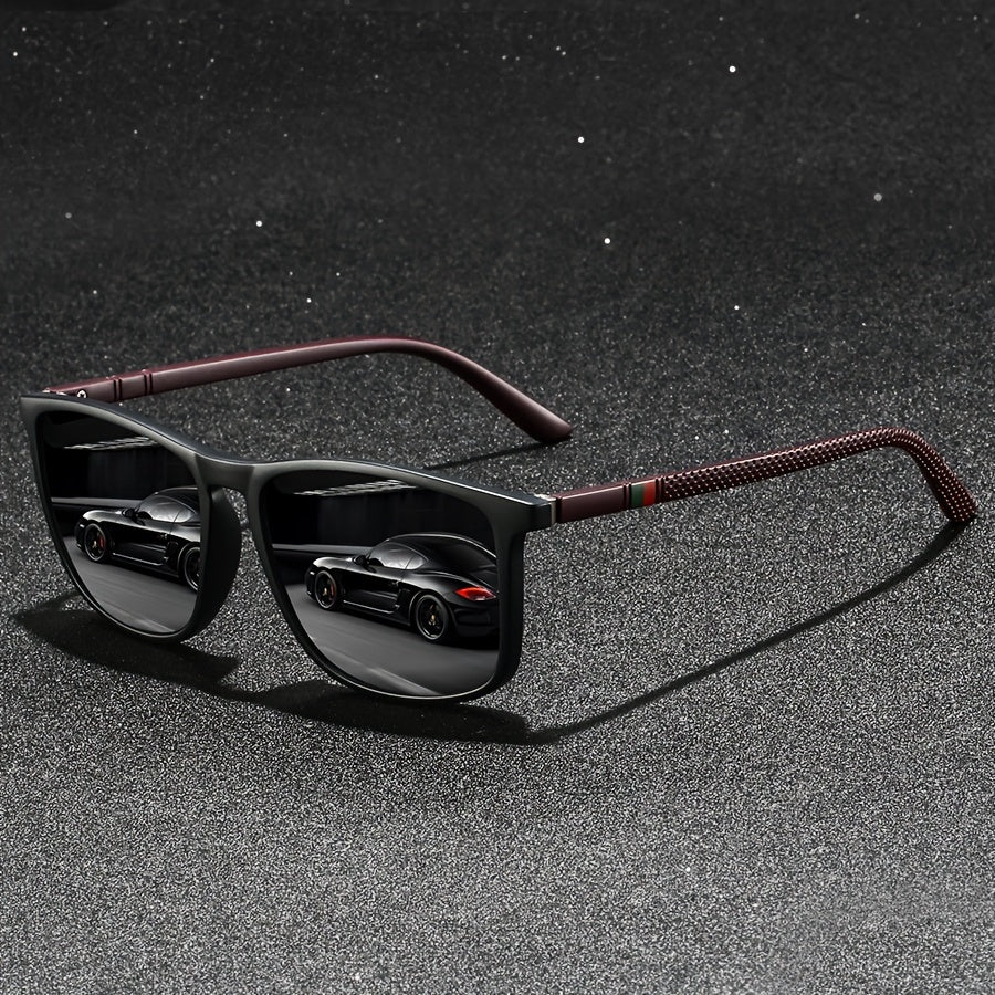 Vintage Square Sunglasses for Men and Women Polycarbonate Frame Summer Beach Driving Fishing