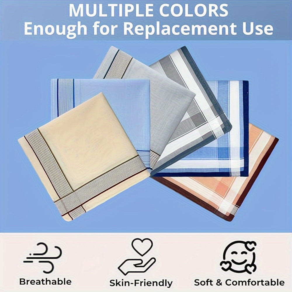 6 ta erkaklar uchun paxta sharfchalari to'plami, chiziqli naqsh bilan, yengil va mustahkam