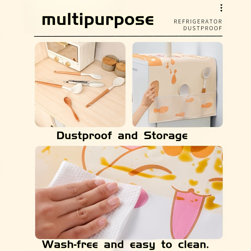 Waterproof Dustproof PEVA Cover for Refrigerators and Washing Machines with 6 Storage Bags